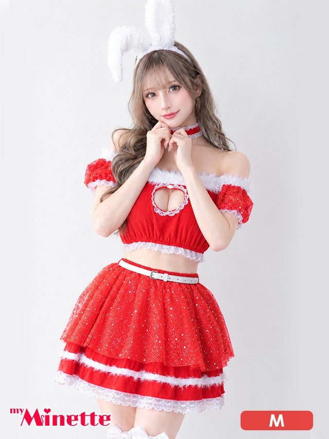 仮装 変装 コスチューム クリスマス myMinette マイミネット サンタコス 5点set ハートカット バニーガール キラキラ チュール ふわふわ サンタ コスプレ