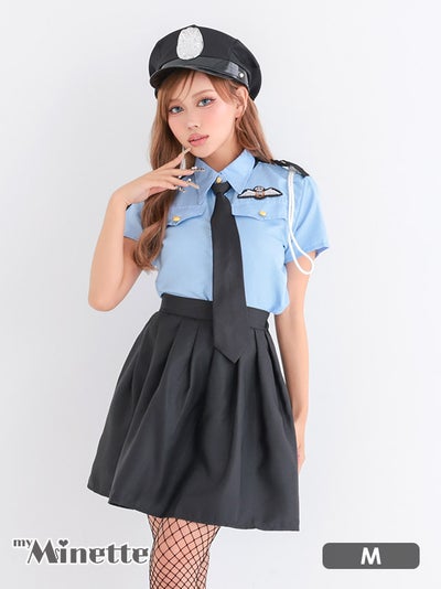 コスプレ ポリス 制服 スカート フレア 半袖 露出控えめ 4点セット