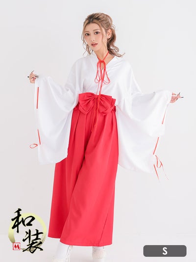 コスプレ プチプラ 巫女 シンプル リボン お化けの日 露出控えめ 和装