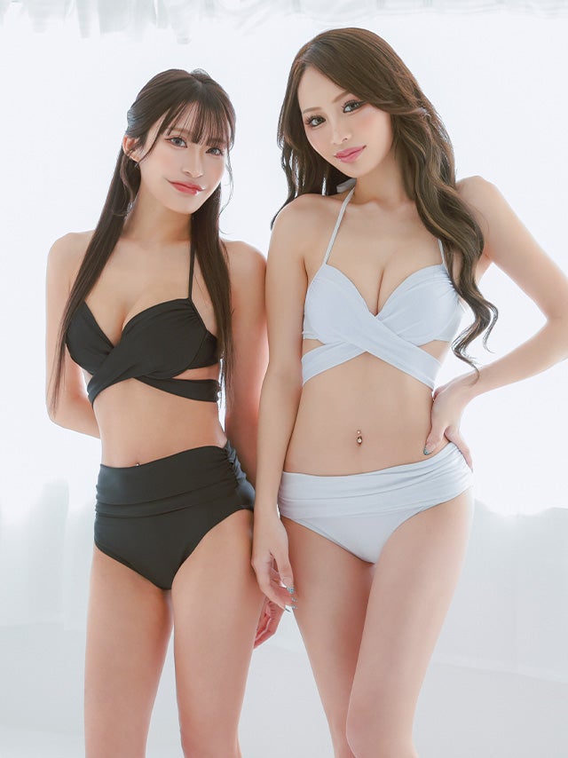 水着 プチプラ 2点セット ギャル ホルターネック ハイウエスト 紐