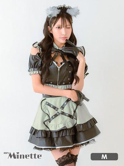 仮装 変装 コスチューム myMinette マイミネット コスプレ ウルフ アニマル メイド ブラック レザー 6点セット